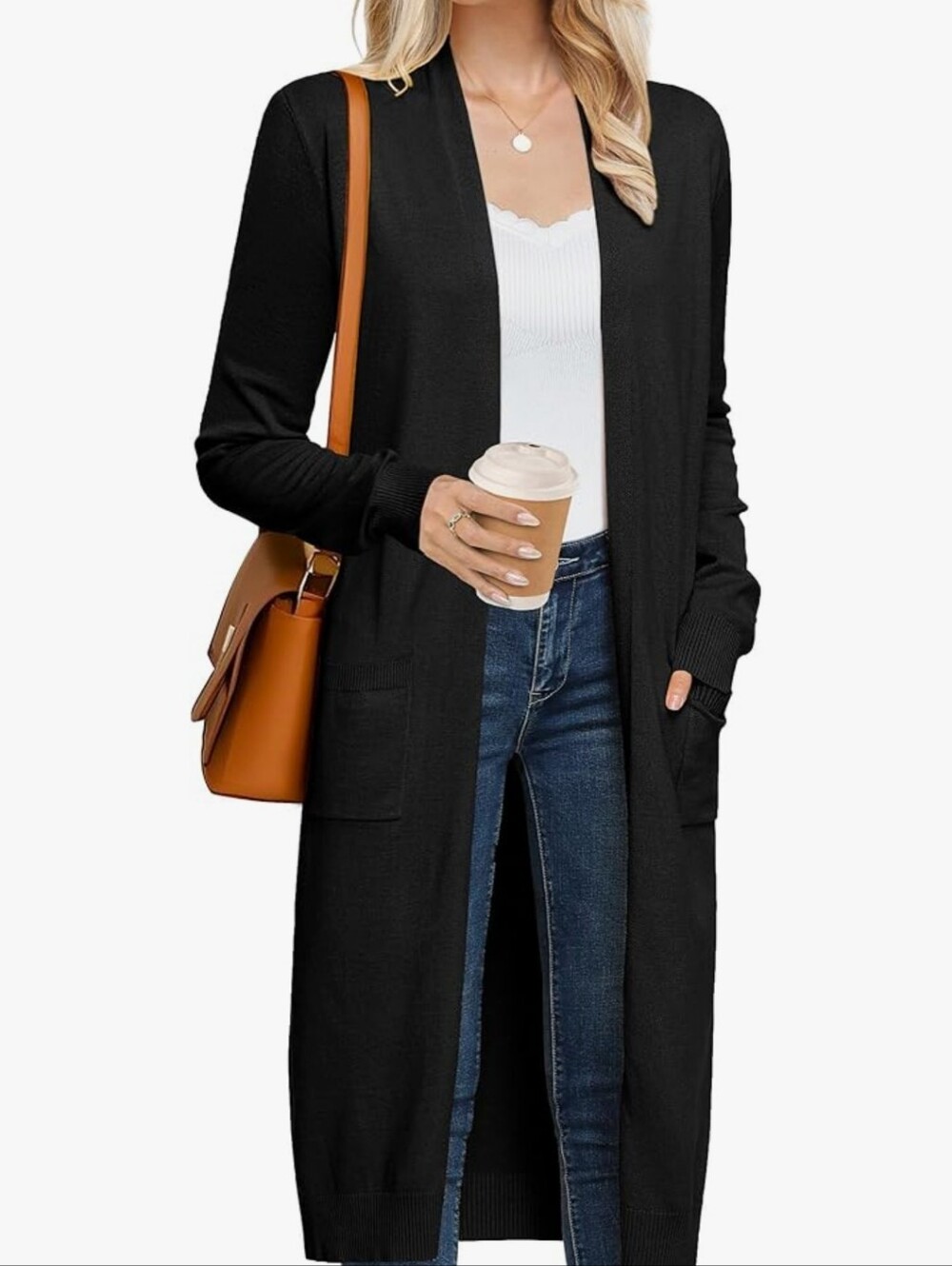 Black Long Open-Front Duster Cardigan XL 🆕 - Picture 4 of 5